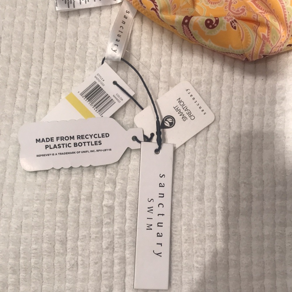 Sanctuary One Piece Swimsuit Yellow & Pink Paisley (Mango) ECO size M - Picture 7 of 9